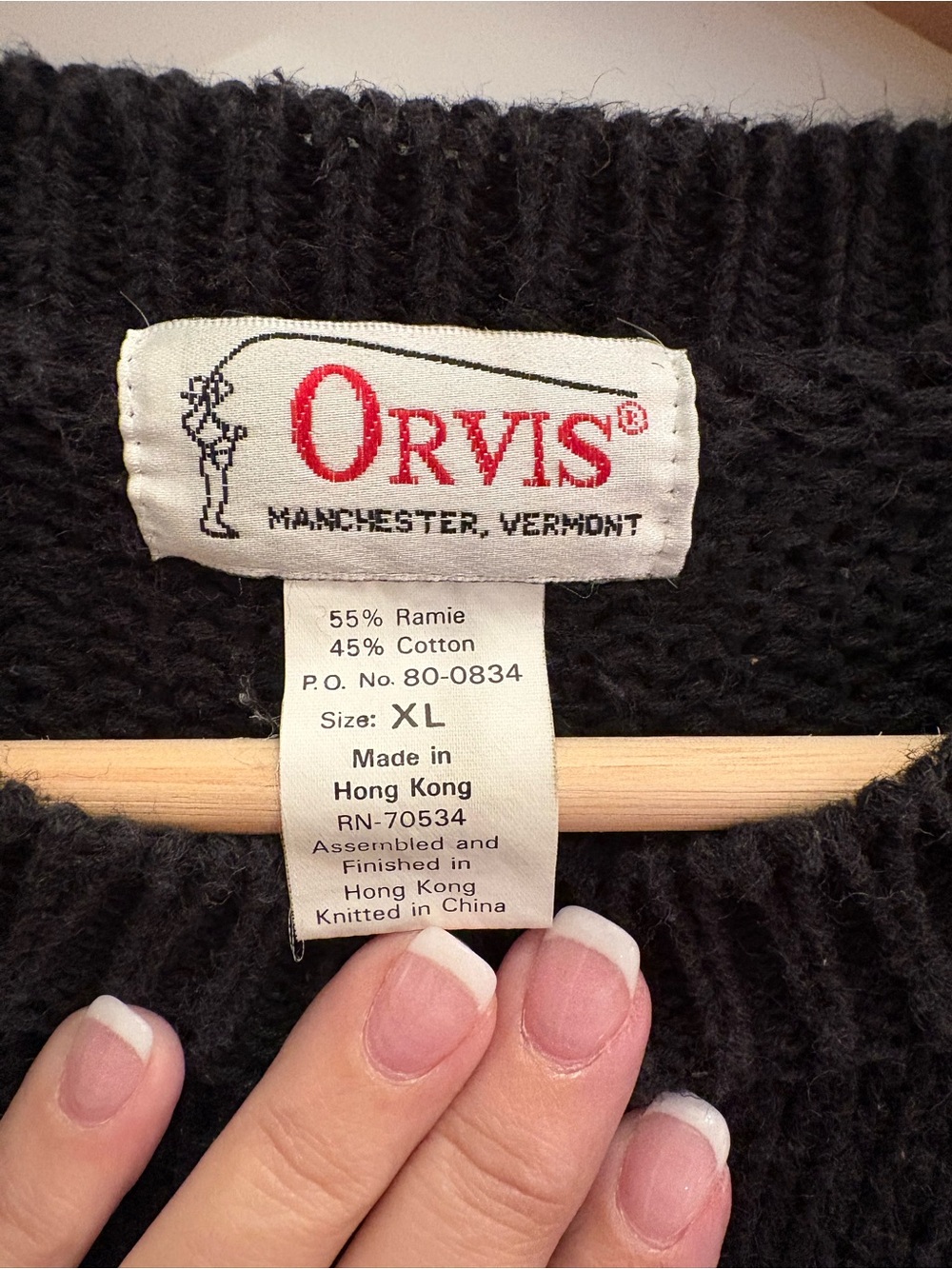Vintage 90’s Orvis Black Equestrian Horse Intarsia Crewneck Sweater - Picture 2 of 3